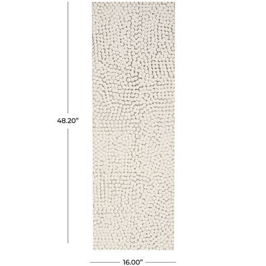 48" x 16" White Geometric Handmade Abstract Spotted Panel Wall Décor